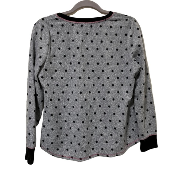 Jaclyn Intimates Fleece Sleepwear Gray Black Dots 2 Piece Set - Picture 3 of 8